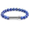 Stainless Steel Beaded Stretch Bracelet With Natural Stone Charms DIY Engraving Paper Insert Fashion Geometric Jewelry