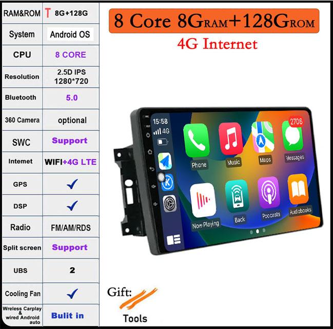 10 дюймов для Jeep Wrangler 3 JK 2007 - 2018 QLED DSP RDS Android 14 автомобильное радио Авторадио GPS навигация стерео