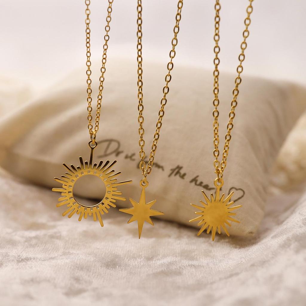 Европейско-американское ожерелье на ключицу в виде шестиконечной звезды, нержавеющая сталь цвета 18-каратного золота