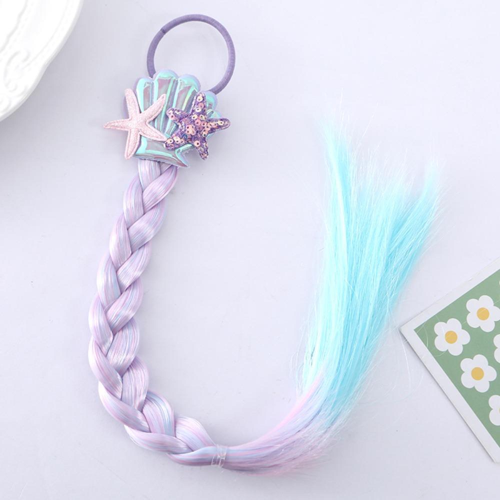 Synthetic Girls Twist Braids Hair Colorful Baby Wig Hairbands Ponytail Toddler