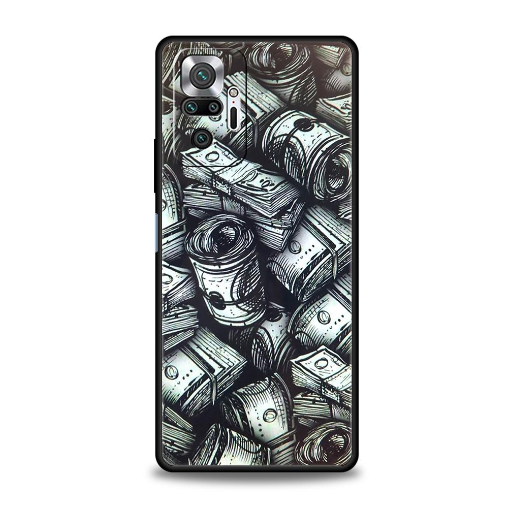 USD Dollar Cash Luxury Phone Case Cover for Redmi 14C 10C Note 14 13 12 10 11 Pro Plus 7 8T K40 K50 Gaming Pro Plus 5G TPU Shell