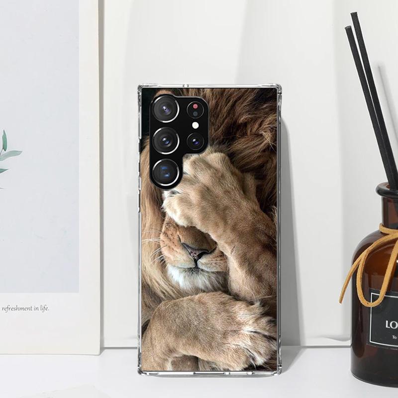 Чехол для телефона 'Лев Альфа-самец Детеныш Король' для Samsung Galaxy S26 S25 Edge S24 FE S23 S22 Ultra S21 Plus S20 + Художественные Fundas Задняя крышка Ga