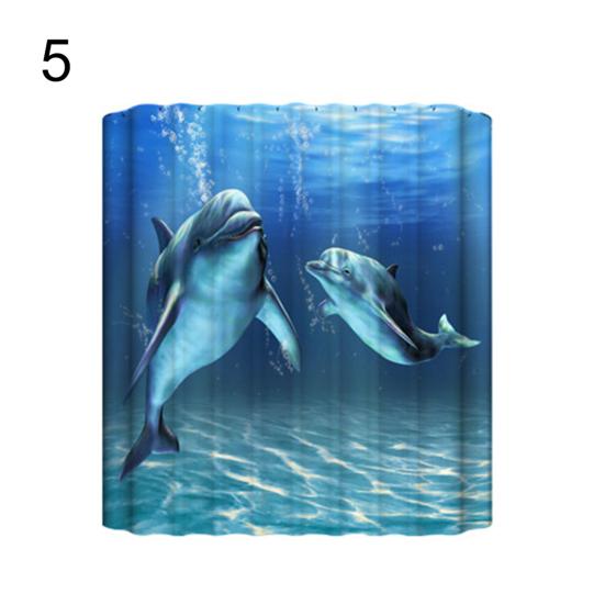 Yousheng Ocean Душевая занавеска с синим дельфином из полиэстера, плотная напечатанная душевая занавеска с крючками для ванной комнаты