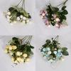 Small Rose Simulated Bouquet Multi Head Flower Bud Wedding Hotel Home Decoration