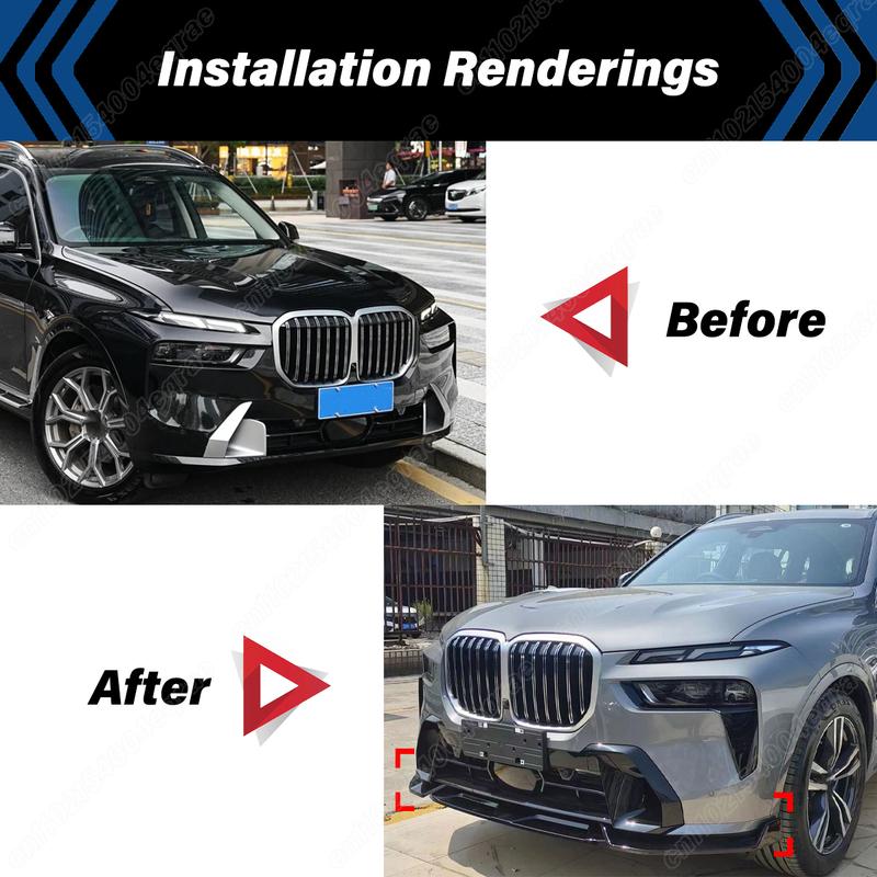 For BMW X7 G07 M-Sport LCI 2022 2023 2024 2025 Car Front Bumper Splitter Lip Spoiler Diffuser Guard Cover Bodykits Tuning