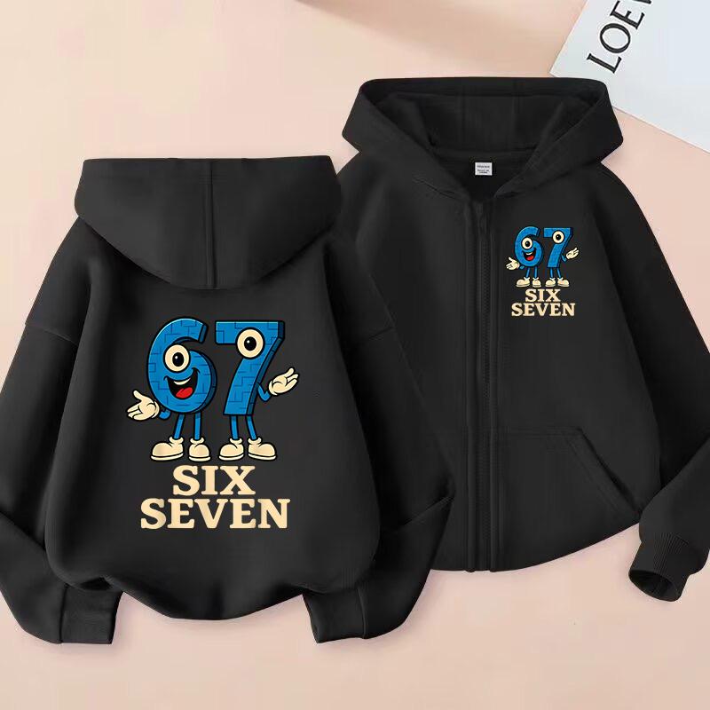 New Six Seven Zip Up Hoodies Children's Funny 67 Brainrot Sweatshirts Kid Girl Boy Zipper Hoody Casual Fashion Tops