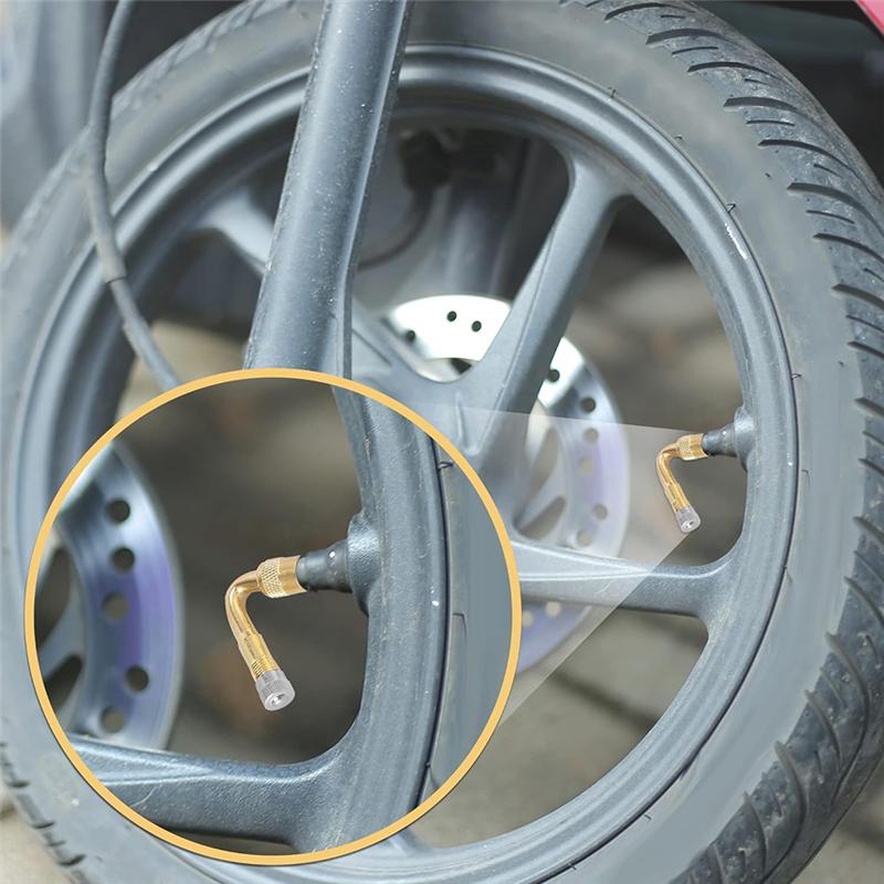 4 Pcs Tire Valve Stem Extension Adapters 45-Degree Brass Valve Extenders For Cars RV Motorcycles For Tires(Gold)