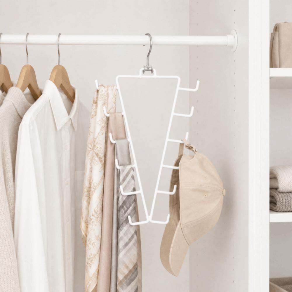 2Pcs 12 Hooks Metal V Shaped Hanger Rotatable Laundry Hanger Hat Storage Rack Scarf Hanging