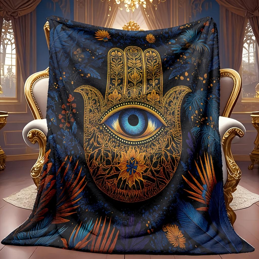 Cozy And Enchanting Fleece Blanket Featuring a Hand-Eye Design, with a High-Quality Digital Print. This Cooling Blanket Is Suitable for All Seasons, M