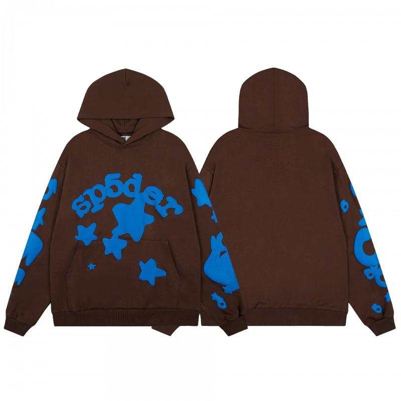 Sp1der Hip Hop Artist Inspired Foil Print 555 Couple Hoodie Pink Unisex Oversized Sweatshirt