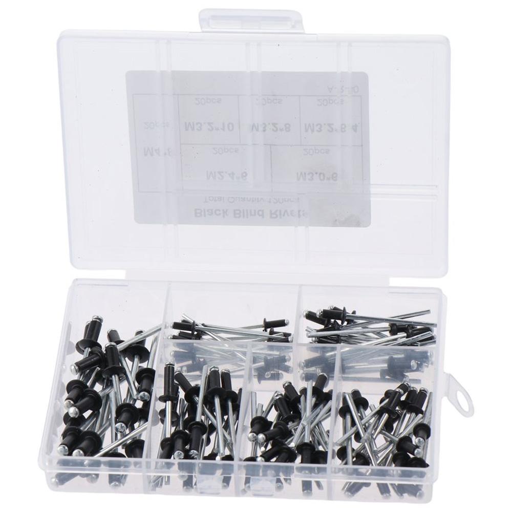 120Pcs Black Blind Rivets 6 Sizes Pull Rivets Pop Rivets  Deep Water Installing Boat