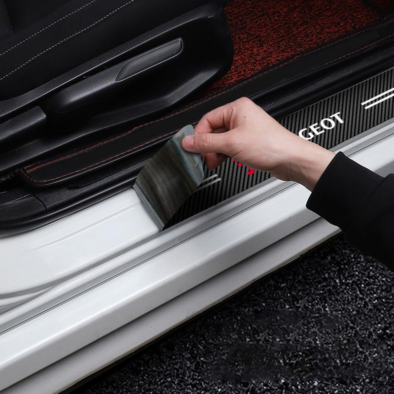 4 шт. Накладки на пороги автомобиля из углеродного волокна, защитные наклейки для Peugeot 308 408 508 RCZ 208 3008 2008 206 207 108 406 407 408 206 207 306 307