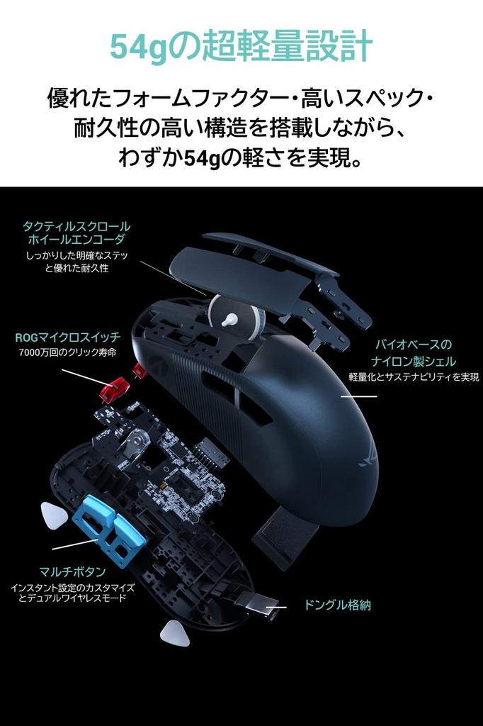 ASUS Gaming Mouse Wireless ROG Harpe Ace Aim Lab Edition Connection Lightweight 54g ROG SpeedNova Wireless Technology ROG Microswitch Aim Lab Settings