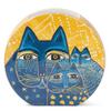 Laurel Burch [A2666] - 'Laurel Burch' Ceramic Vase Yellow Blue (cats) - 17x16cm