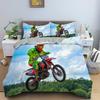 Motocross King Queen Bedding Set For Boys Adults Off-road Race Motorcycle Duvet Cover Dirt Bike Rider Polyester Comforter Cover