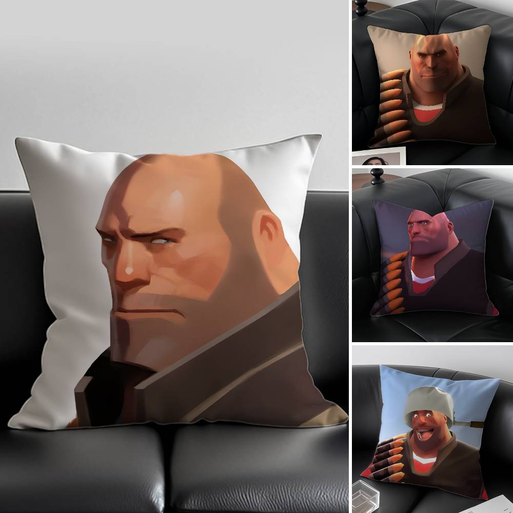 Buff Team F-Fortress 2 Tf2 Pillow Case Anti-Dustmite Pillowcase Invisible Zipper Silky Short Plush Sofa Cushion Cover