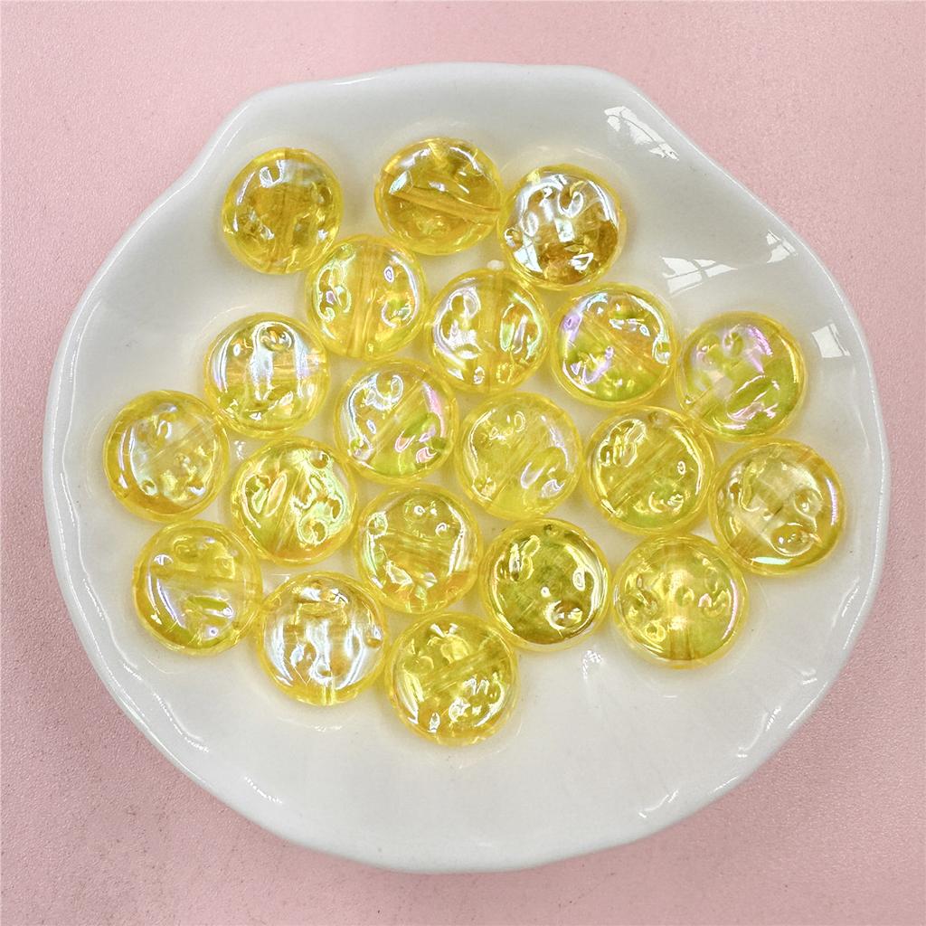 Hanmade 20pcs Acrylic Mobile Phone Chain Round DIY Handmade Materials Solid Color 12mm Loose Button Beads Multi-cut DIY Bracelet