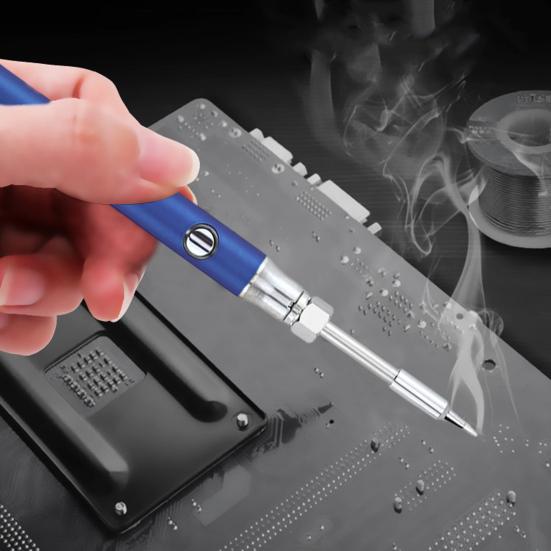 1 Set Thread Soldering Iron Kit 3 Levels Voltage Adjustable 650/1100mAh Battery Stainless Steel Cordless Welding Pen with USB Adapter