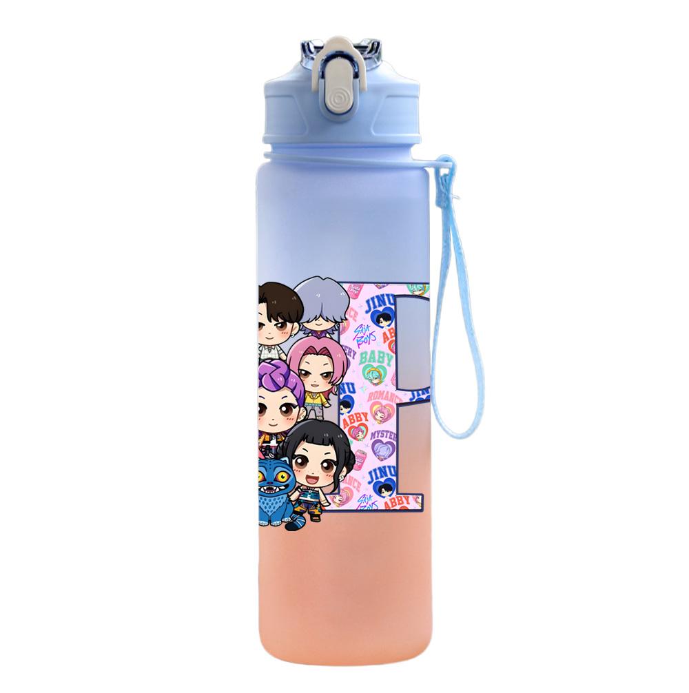 750Ml Water Bottle Anime 26 English Letter K-Pop Demon Hunters Printed Large Capacity Drinking Cup Portable Outdoor Sports Water Cup Children Kid Gift