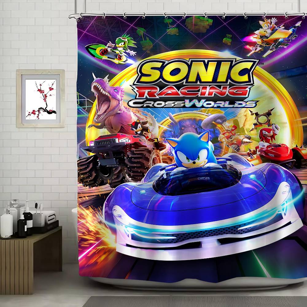 S-Sonic Racing Crossworlds Игра Занавеска для душа Занавеска для ванны Принт Ткань Водонепроницаемые Занавески для ванной Крючки Ширма для ванны