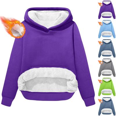 Женский модный повседневный топ с длинными рукавами и флисовой утолщенной толстовкой с капюшоном