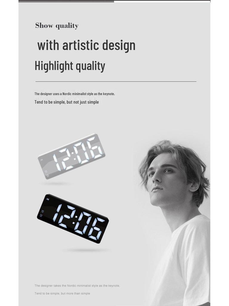 LED Multi-Function Mirror Alarm Clock: Makeup Mirror with Battery & Plug-in Options