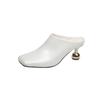 Women's Slippers Square Toe Special-shaped Heel Women's Mules 2025 Spring Sling-Heel Formal Pumps Outdoor Zapatillas De Mujer