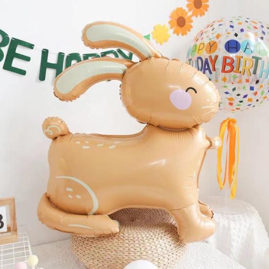 Rabbit Balloon Party Themed Scene Layout Lovely Cartoon Animal Inflatable Toy Ornament 4D Standing Easter Bunny Aluminum Foil Balloon Party Decoration