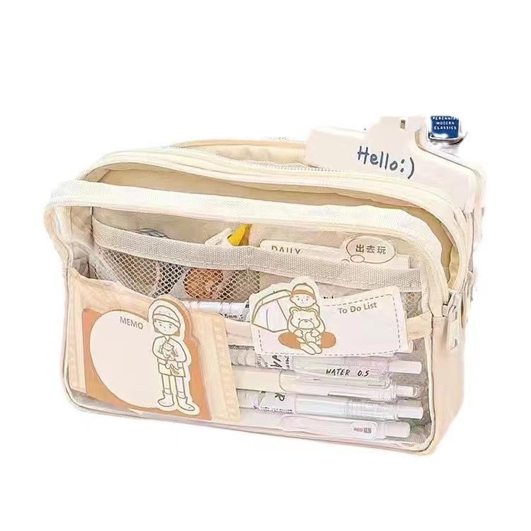 Clear Pencil Case Large Capacity Aesthetic Stationery Bag Exam Approved Transparent Pouch for School Kids Teens