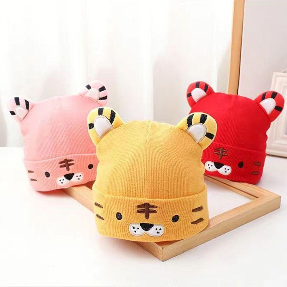 Coldproof Kids Knitted Beanies Cartoon Tiger Pullover Hat  Toddler Newborn Infant