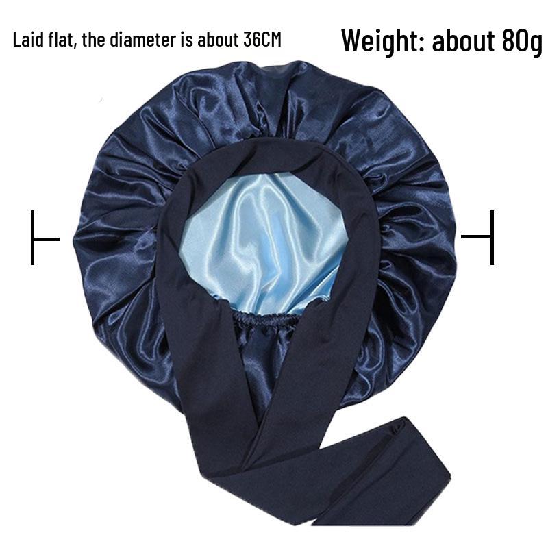 Satin Nightcap with Ribbon Bowknot, Double-Sided Silk Hair Cap, Leopard Print