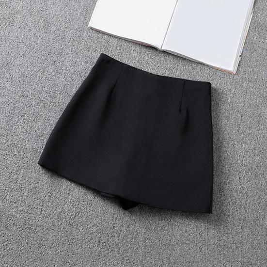 Women Mini Skirt High Waist Side Split Design Solid Color Short Skirt A-Line Design Skort