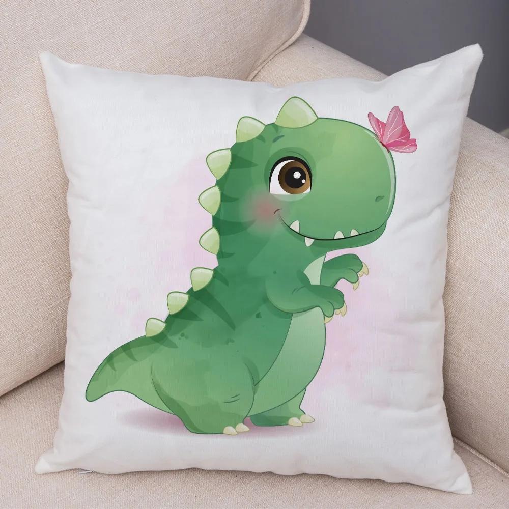 Чехол для подушки с изображением динозавра юрского периода, украшение, симпатичное животное, мягкая наволочка для детской комнаты, дивана, дома, автомобиля
