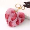 Furry Leopard Pendants Keychain Key Rings Holder Heart-shaped Decorated Accessories