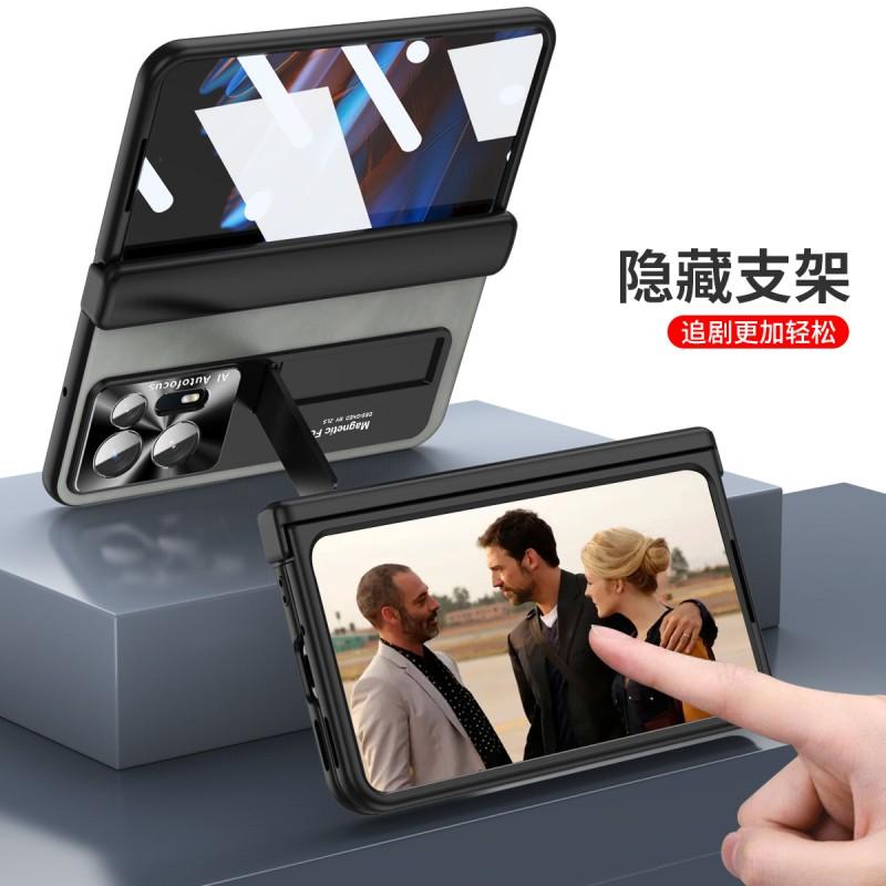 OPPO Find N2 Foldable Phone Case With Magnetic Snap Nappa Texture Full Coverage Shockproof Protection