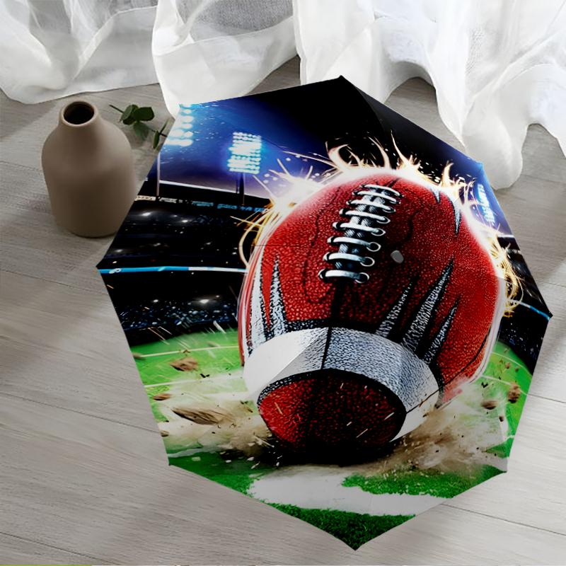 American football Theme Automatic Umbrella, Lightweight & Portable, 8 Rib, Perfect for Outdoor Travel, Birthdays, Christmas, Gifts.
