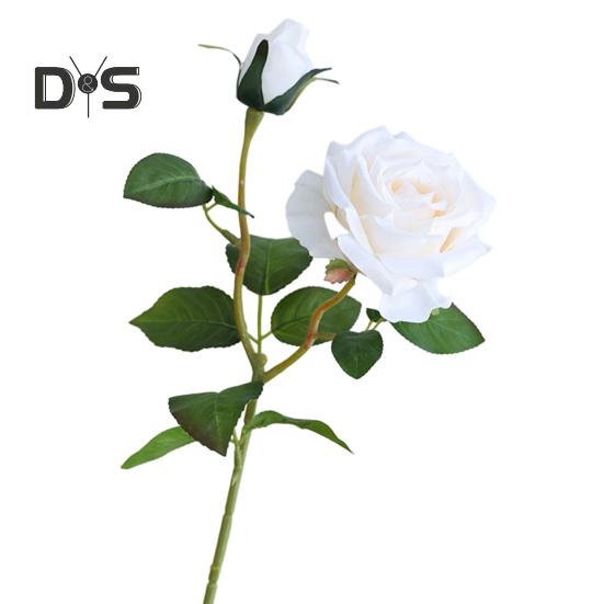 Искусственная роза со стеблем 2 головки Не увядает без полива Реквизит для свадебных фото Реалистичные многоразовые ветки искусственных цветов Товары для украшения дома