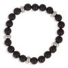 [R0682] - Matte Black 'Mineralia' Steel Bracelet (agate) - 8 Mm