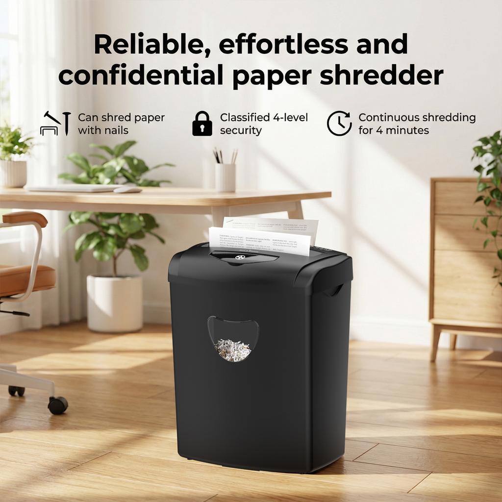 Paper Shredder for Home Office, 10-Sheet Cross Cut, P-4 High Security, 5.5 Gallon Bin, Anti-Jam, Quiet, Shreds Credit Cards/Staples/Clips