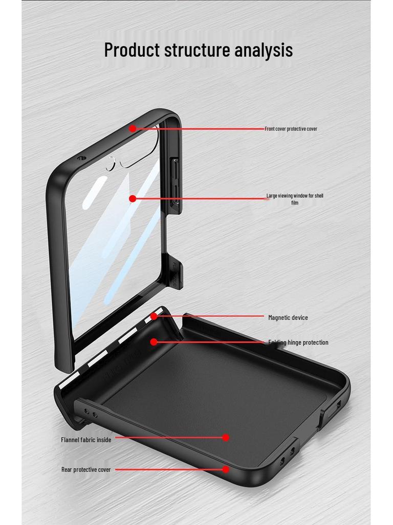 Чехол для Samsung Z Flip 6 со складным экраном, с большим окном, ультратонкой магнитной застежкой, элегантный дизайн.