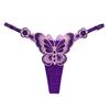 Lady Thong Breathable Elastic Sexy Adjustable Trendy Pornographic Nylon Butterfly Embroidery Lady G-string Women Intimate Clothes