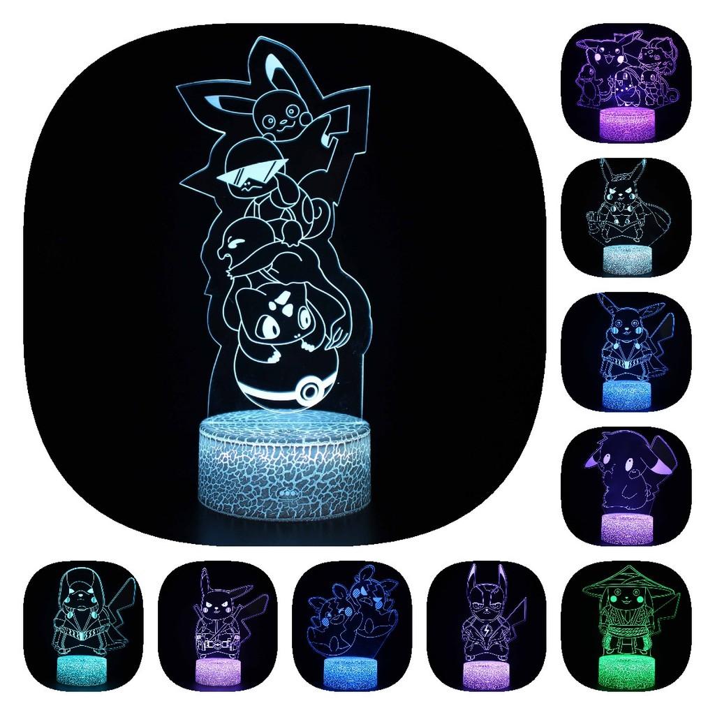 Креативный 3D ночник Пикачу Милая настольная лампа Цветная атмосферная лампа Идея для подарка