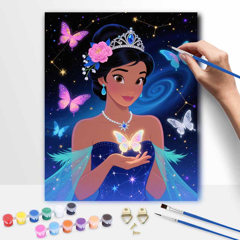 Disney princess butterfly oil painting hand painting coloring painting handmade diy home decoration gift