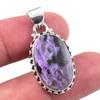 Natural Charoite Gemstone 925 Solid Sterling Silver Jewelry Pendant 1.75'' Z3k25