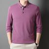 Осенняя новая мужская модная простая однотонная рубашка поло с длинными рукавами и лацканами, мужская хлопковая футболка