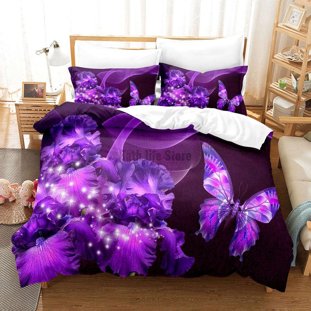 Letter Butterfly Print Bedding Set 3D Duvet Cover Luxury Fancy Queen King Home Textile Decor For Woman Wilf Gift Bed Linen