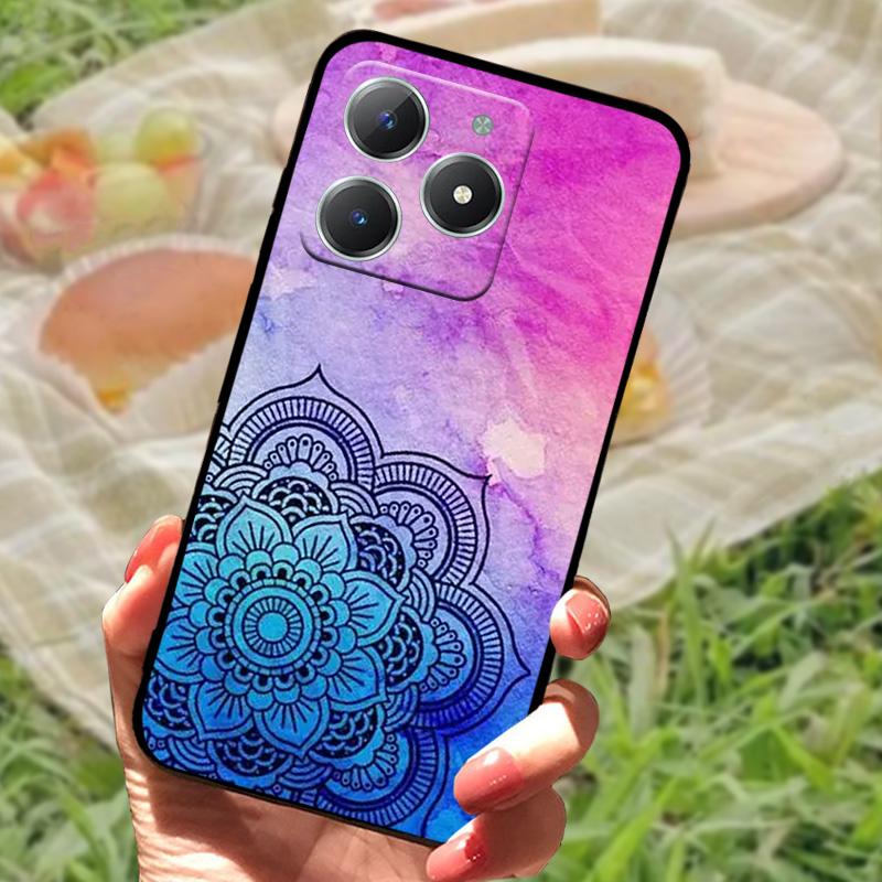Для Realme C61 4G Чехол Модный Мультяшный Черный Силиконовый Мягкий ТПУ Задняя Крышка Для Oppo Realme C63 Защитные Fundas Coque Чехлы