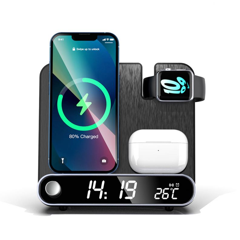 3 in 1 Wireless Charging Station with Alarm Clock & Temperature Display
