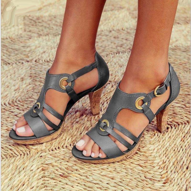Women High Heel Sandals Ladies Sandals Comfortable Pumps Shoes Open Toe Buckle Shoes Women Footwear