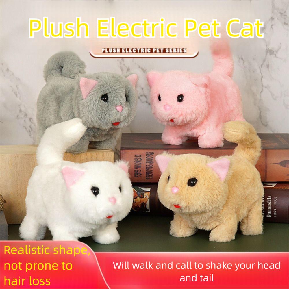 Simulated Plush Electric Cat Toy Makes You Happy Kitten Plush Toy For Kids Birthday Gift
